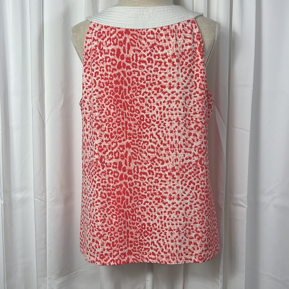 J. McLaughlin XL White/Red Animal Print Blouse - Picture 6 of 10